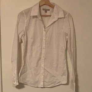 White No Iron Button Down Blouse